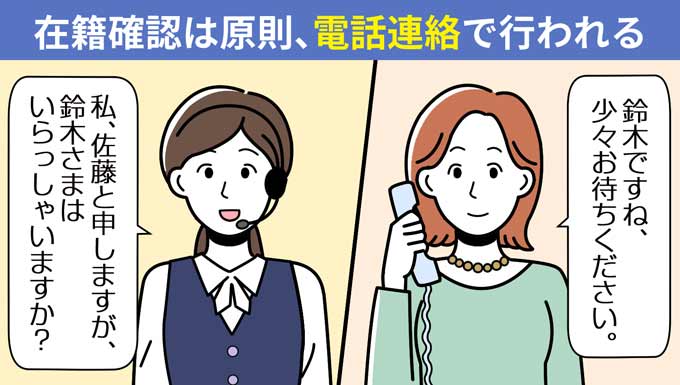 在籍確認は原則電話連絡で行われる