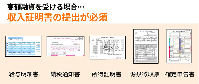 高額融資を受ける場合収入証明書の提出が必要