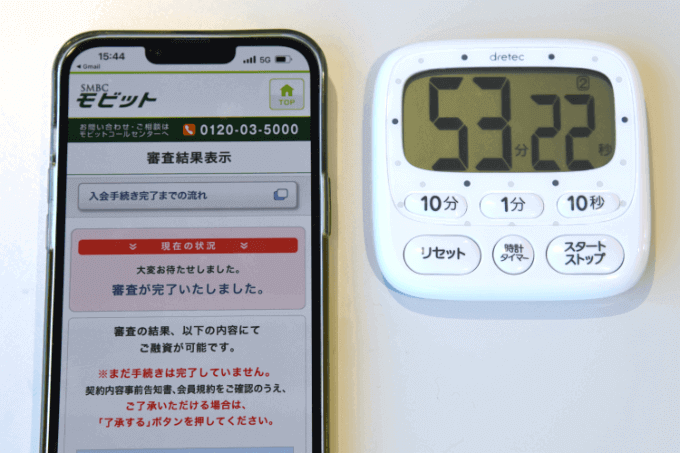 SMBCモビットの審査完了時間