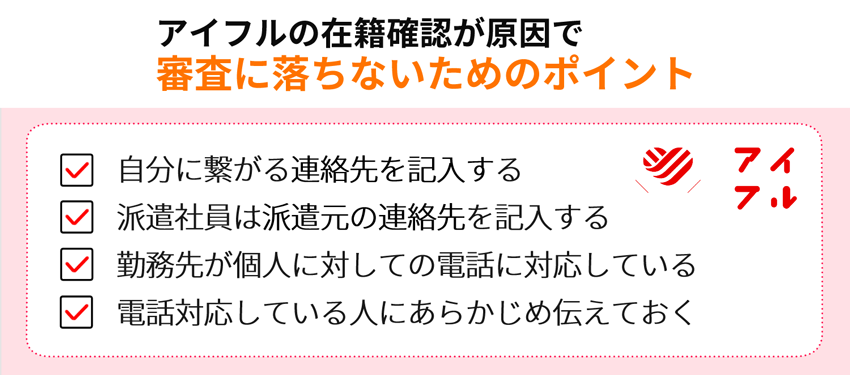 アイフルの在籍確認が原因で審査に落ちないためのポイント