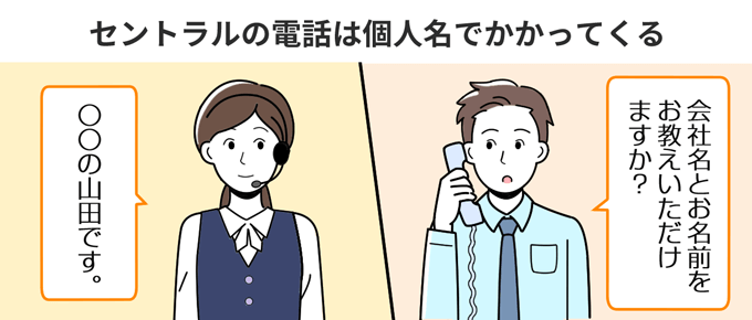 セントラルの在籍確認の電話は個人名でかかってくる