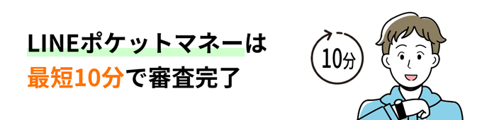 LINEポケットマネーは最短10分で審査が完了する
