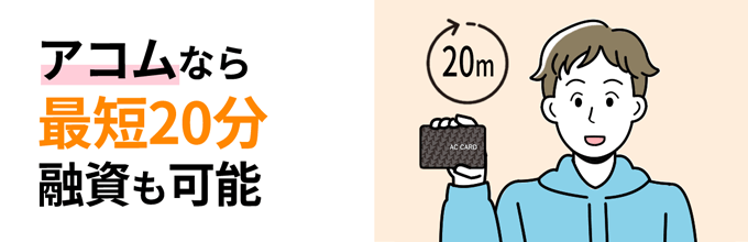 アコムは最短20分融資
