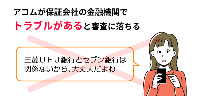 アコムが保証会社の金融機関でトラブルがあると審査に落ちる