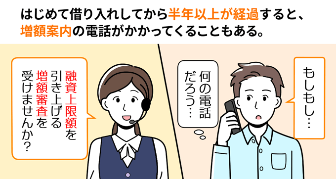 はじめての借り入れから半年以上経つと増額審査の電話がかかってくる