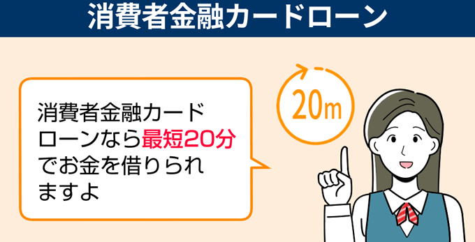 消費者金融カードローンは最短20分で借りられる