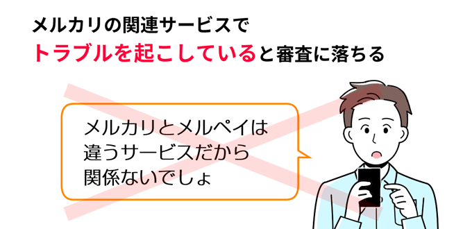 メルカリの関連サービスでトラブルがあると審査落ちの原因になる