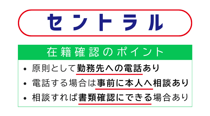 セントラルの在籍確認のポイント