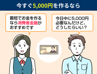 今すぐ5,000円を作るなら消費者金融がおすすめ