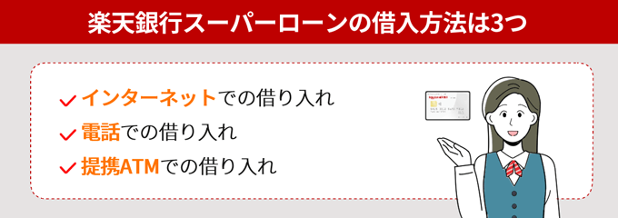 楽天銀行スーパーローンの借入方法は3つ